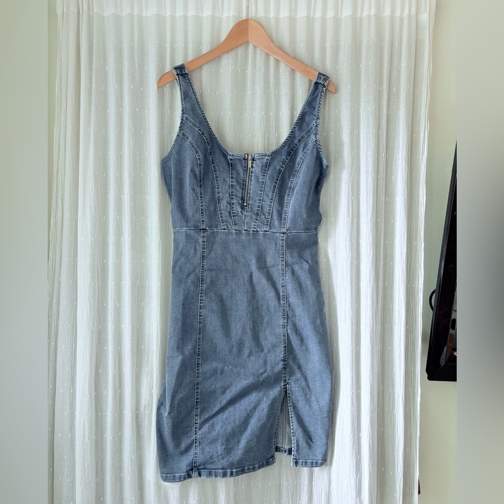 Guess Denim Midi Dress in Light Blue